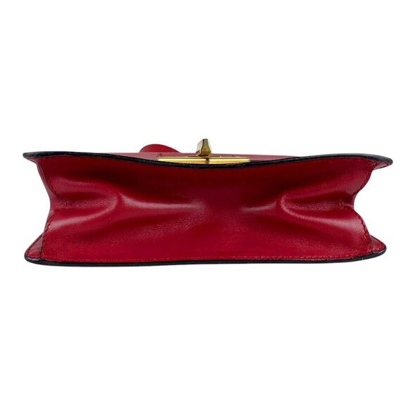 Auth PRADA Crossbody Shoulder Bag Red/Gold Leather/Metal - Picture 5 of 13